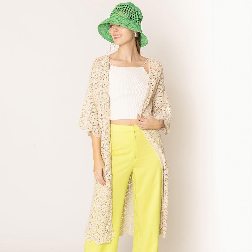 Ivory Crochet Long Cover Up Poncho - Jewelry Store by Erik Rayo
