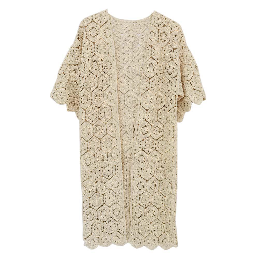 Ivory Crochet Long Cover Up Poncho - Jewelry Store by Erik Rayo