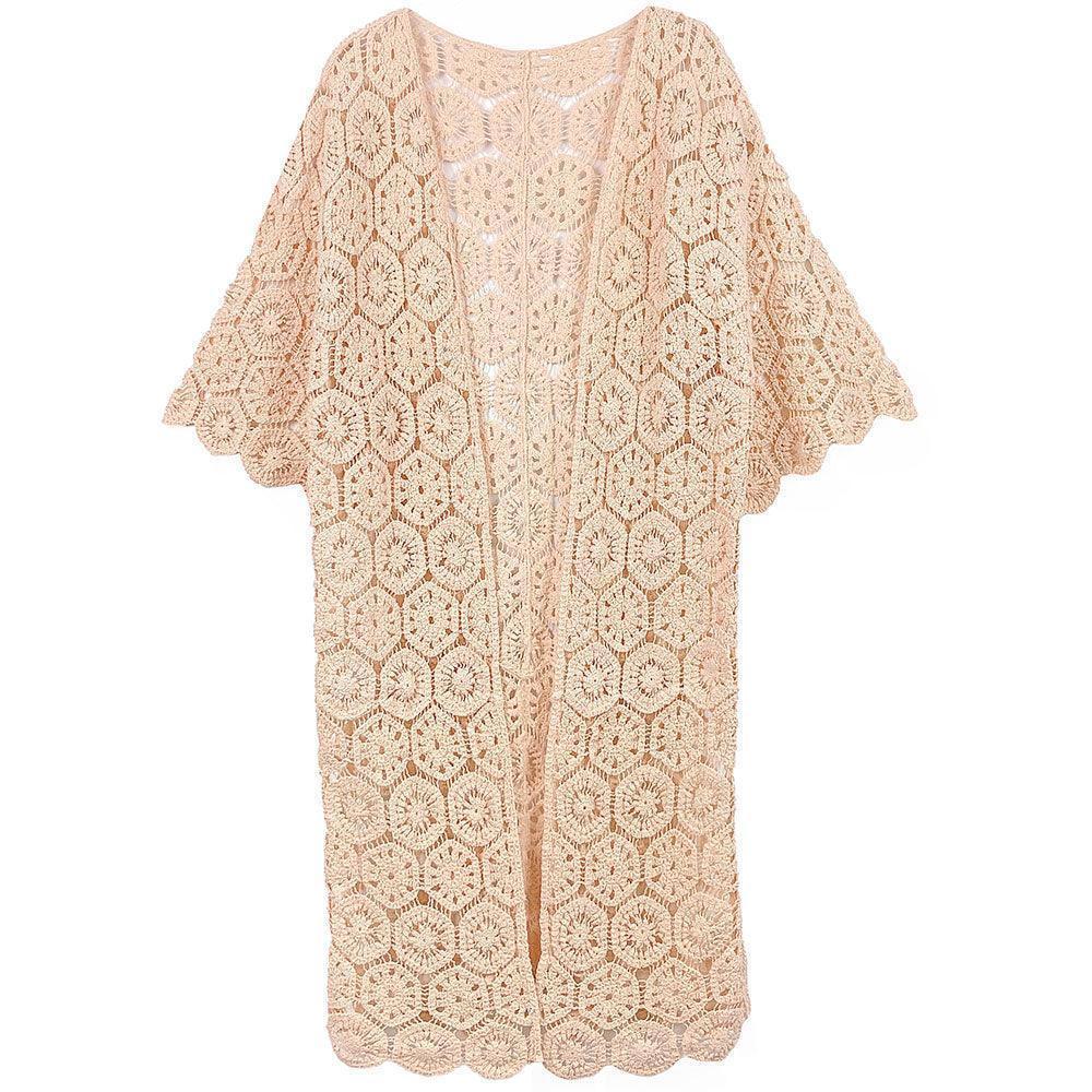 Peach Crochet Long Cover Up Poncho - Jewelry Store by Erik Rayo