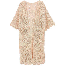 Load image into Gallery viewer, Peach Crochet Long Cover Up Poncho
