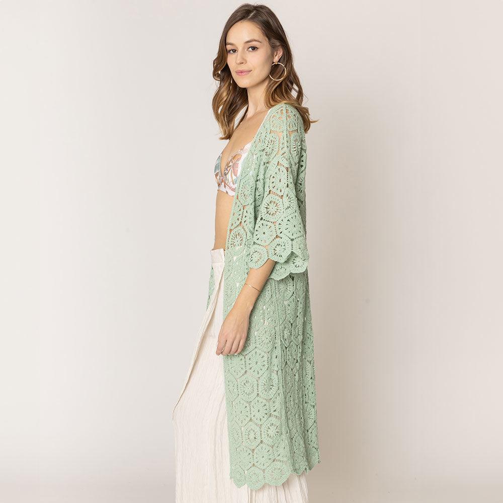 Green Crochet Long Cover Up Poncho - Jewelry Store by Erik Rayo
