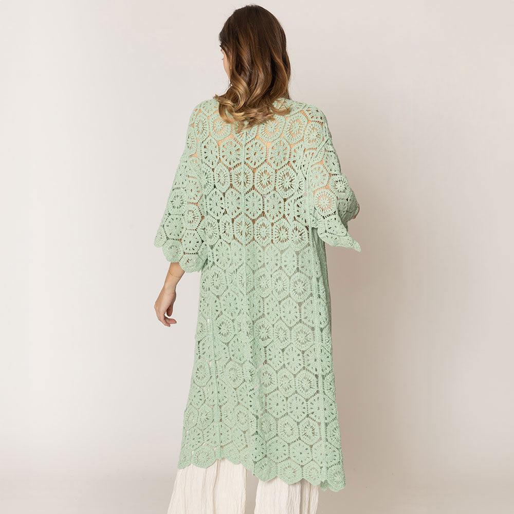 Green Crochet Long Cover Up Poncho - Jewelry Store by Erik Rayo