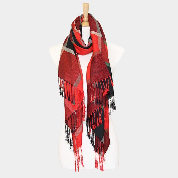 Red Plaid Scarf - Jewelry Store by Erik Rayo