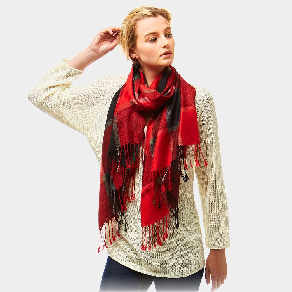 Red Plaid Scarf - Jewelry Store by Erik Rayo