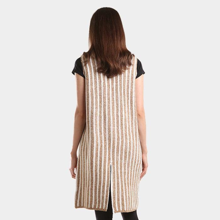 Taupe Striped Long Vest - Jewelry Store by Erik Rayo