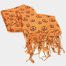 Load image into Gallery viewer, Orange Peace symbol scarf
