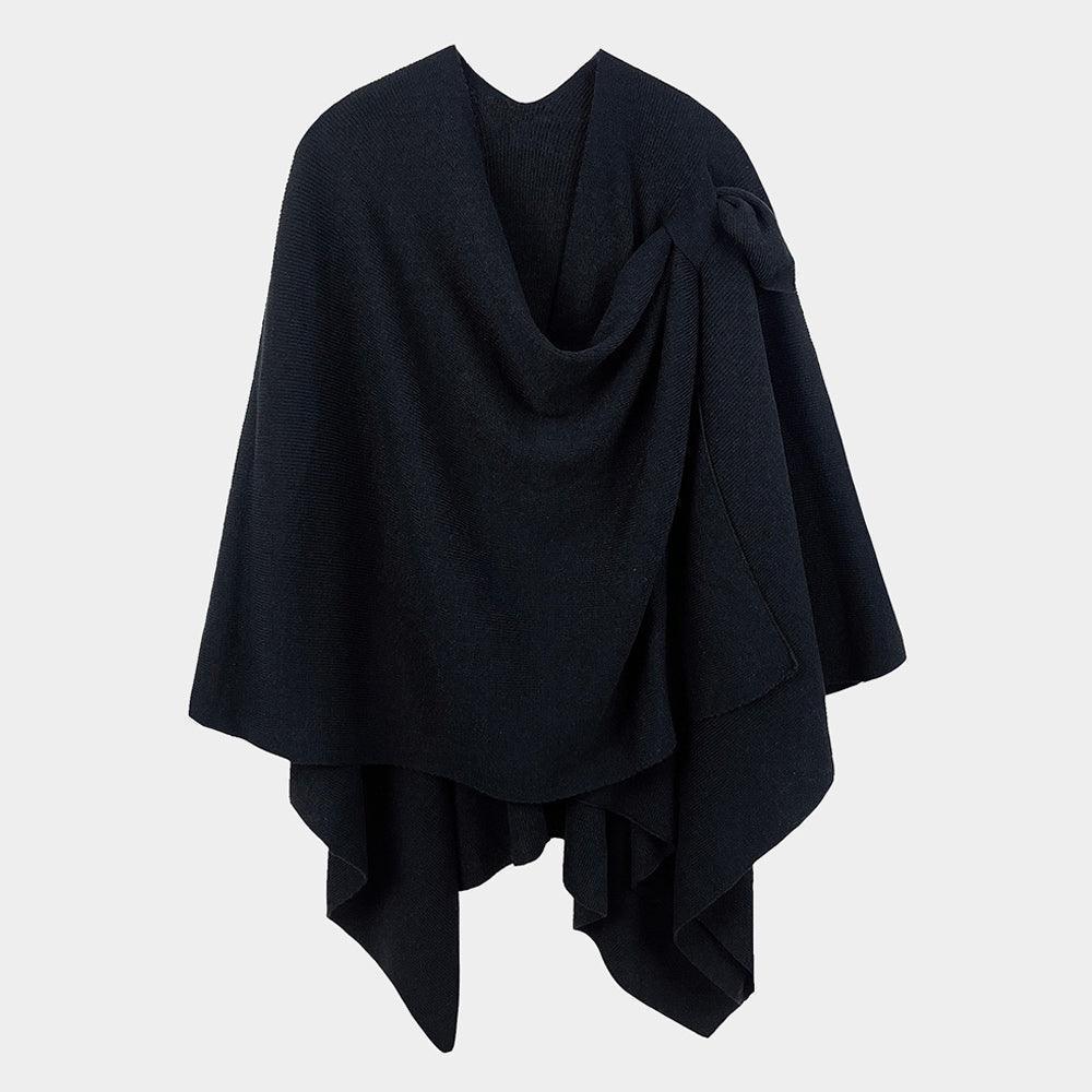 Black Shoulder Strap Solid Ruana Poncho - Jewelry Store by Erik Rayo