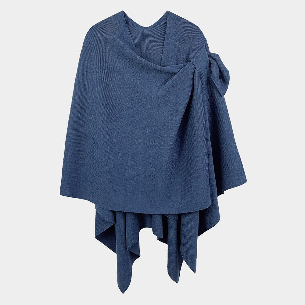 Blue Shoulder Strap Solid Ruana Poncho - Jewelry Store by Erik Rayo