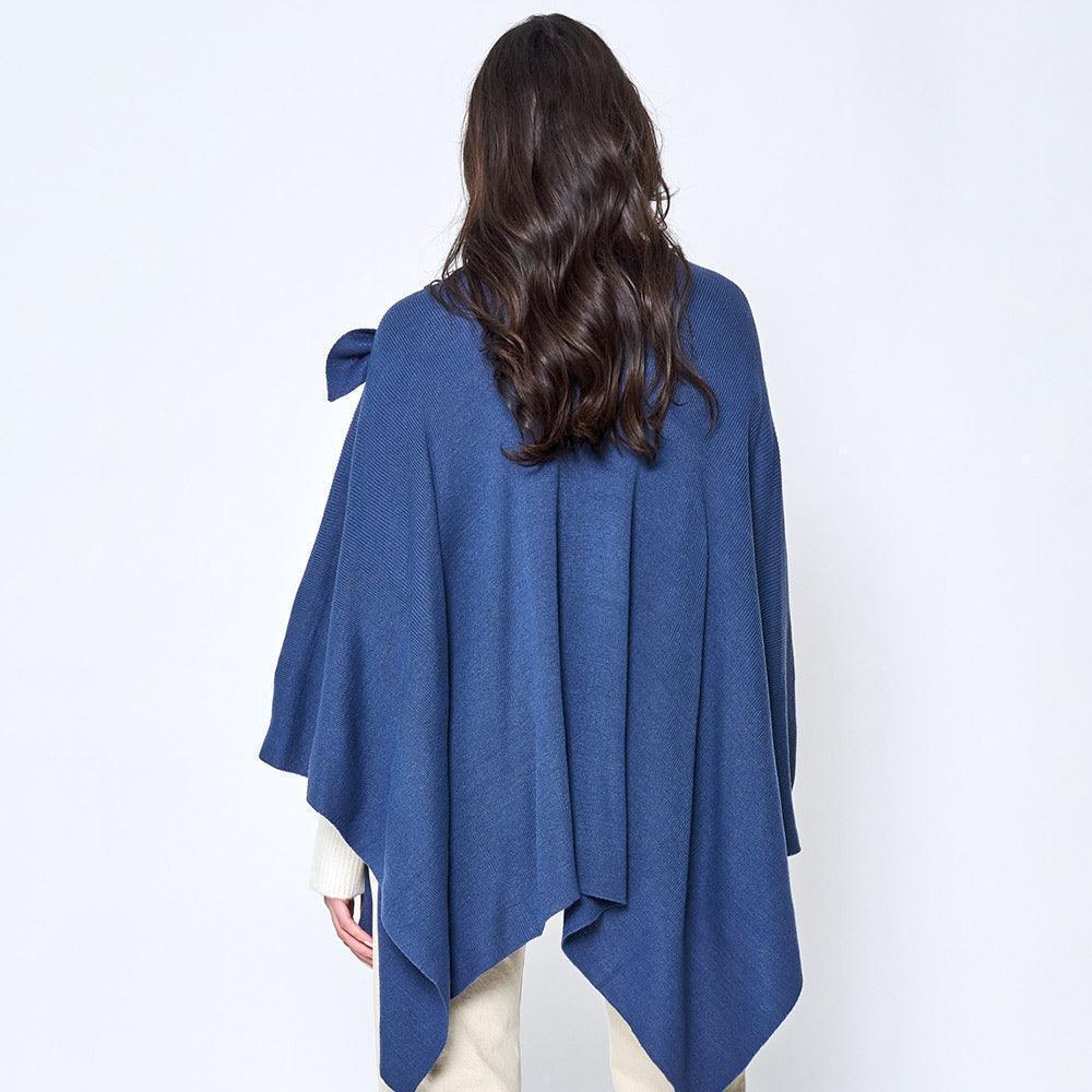 Blue Shoulder Strap Solid Ruana Poncho - Jewelry Store by Erik Rayo