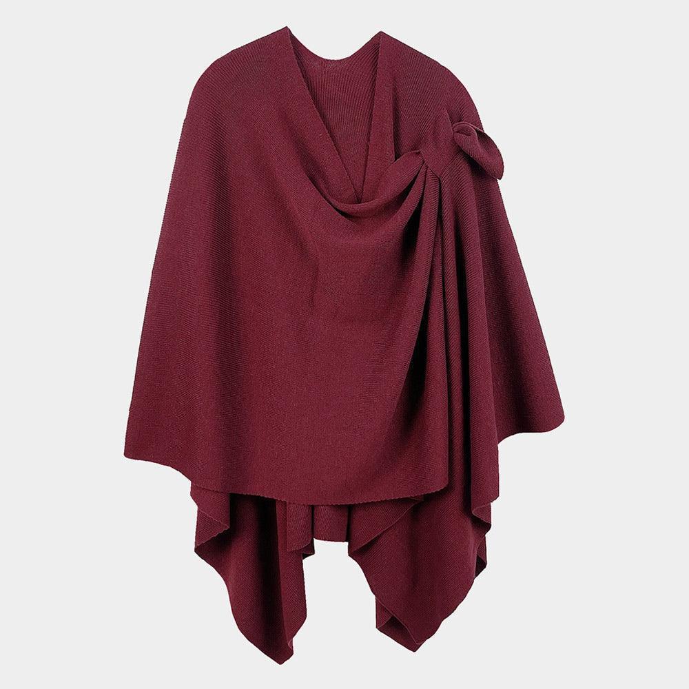 Burgundy Shoulder Strap Solid Ruana Poncho - Jewelry Store by Erik Rayo