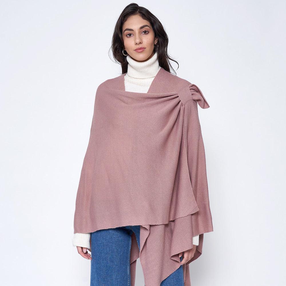 Pink Shoulder Strap Solid Ruana Poncho - Jewelry Store by Erik Rayo