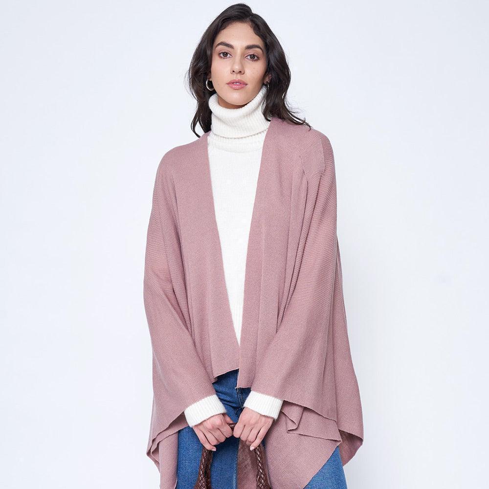 Pink Shoulder Strap Solid Ruana Poncho - Jewelry Store by Erik Rayo