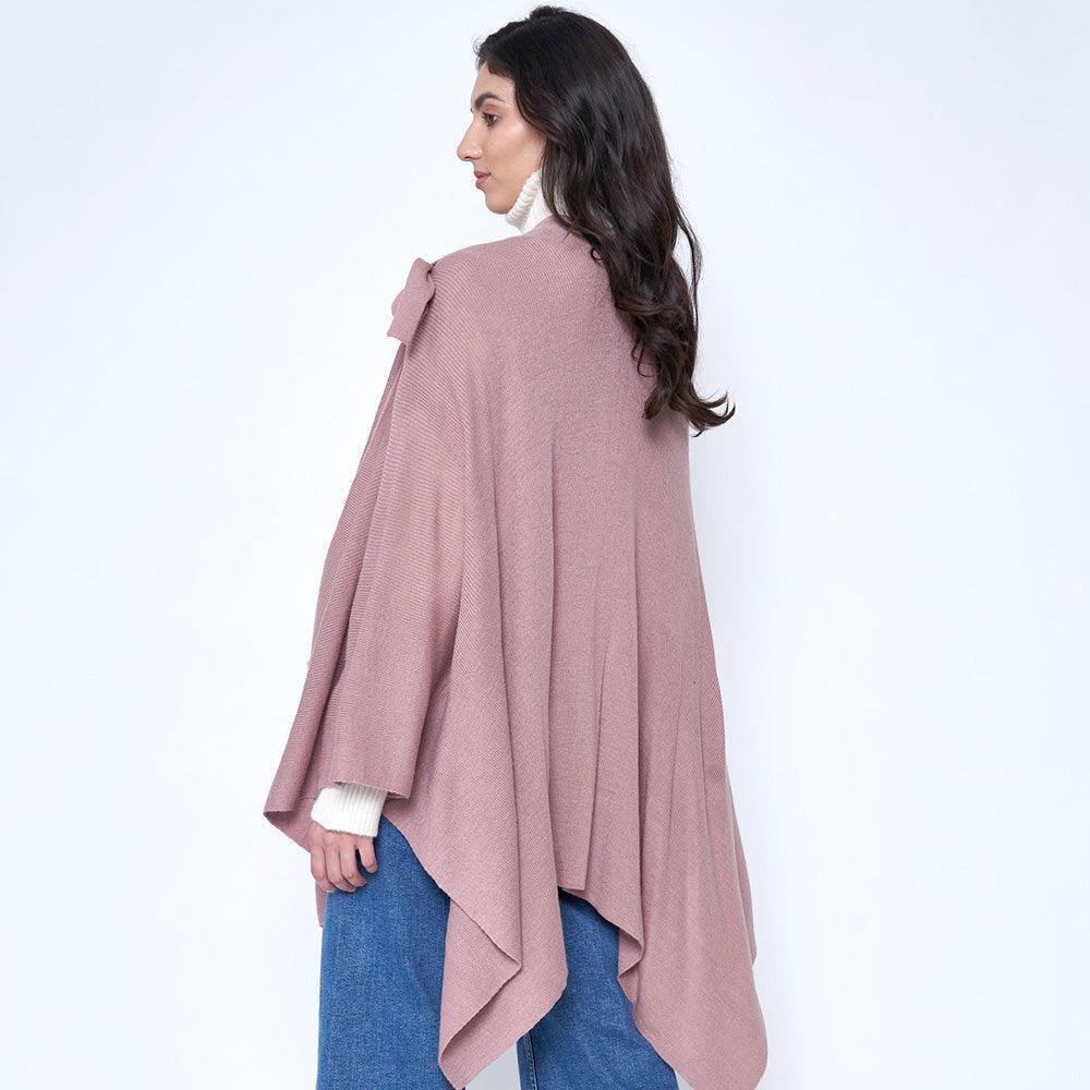 Pink Shoulder Strap Solid Ruana Poncho - Jewelry Store by Erik Rayo