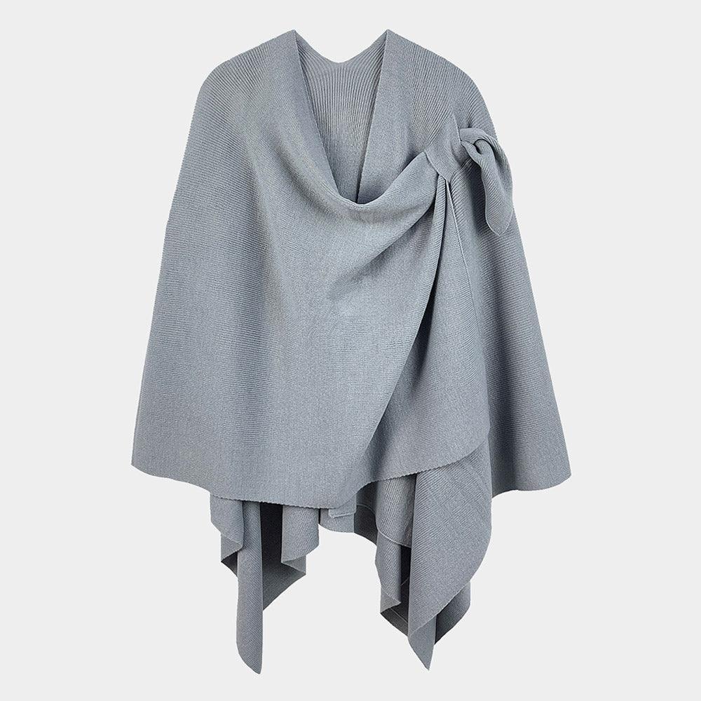 Gray Shoulder Strap Solid Ruana Poncho - Jewelry Store by Erik Rayo