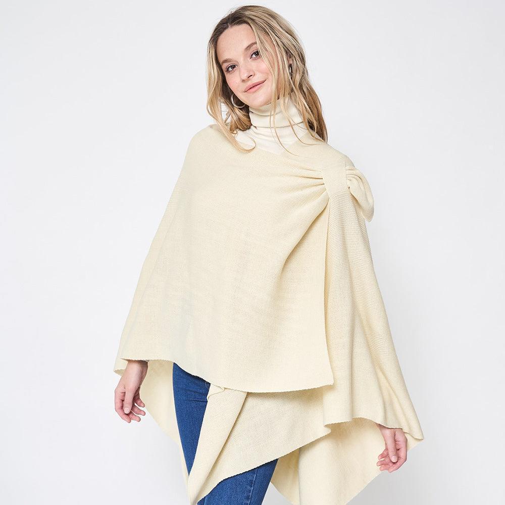 Ivory Shoulder Strap Solid Ruana Poncho - Jewelry Store by Erik Rayo