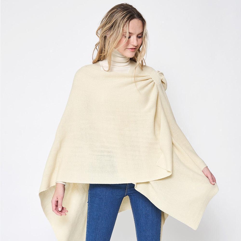 Ivory Shoulder Strap Solid Ruana Poncho - Jewelry Store by Erik Rayo