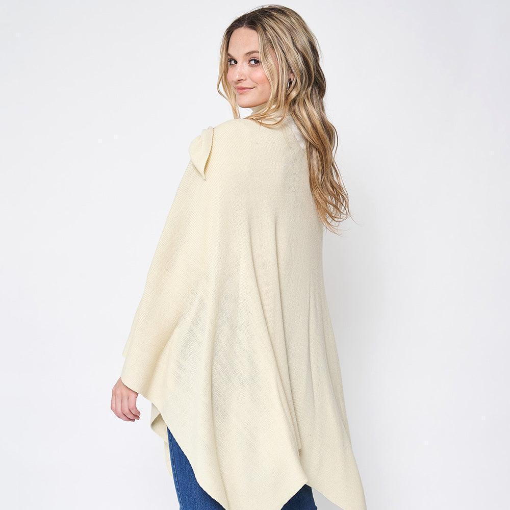 Ivory Shoulder Strap Solid Ruana Poncho - Jewelry Store by Erik Rayo