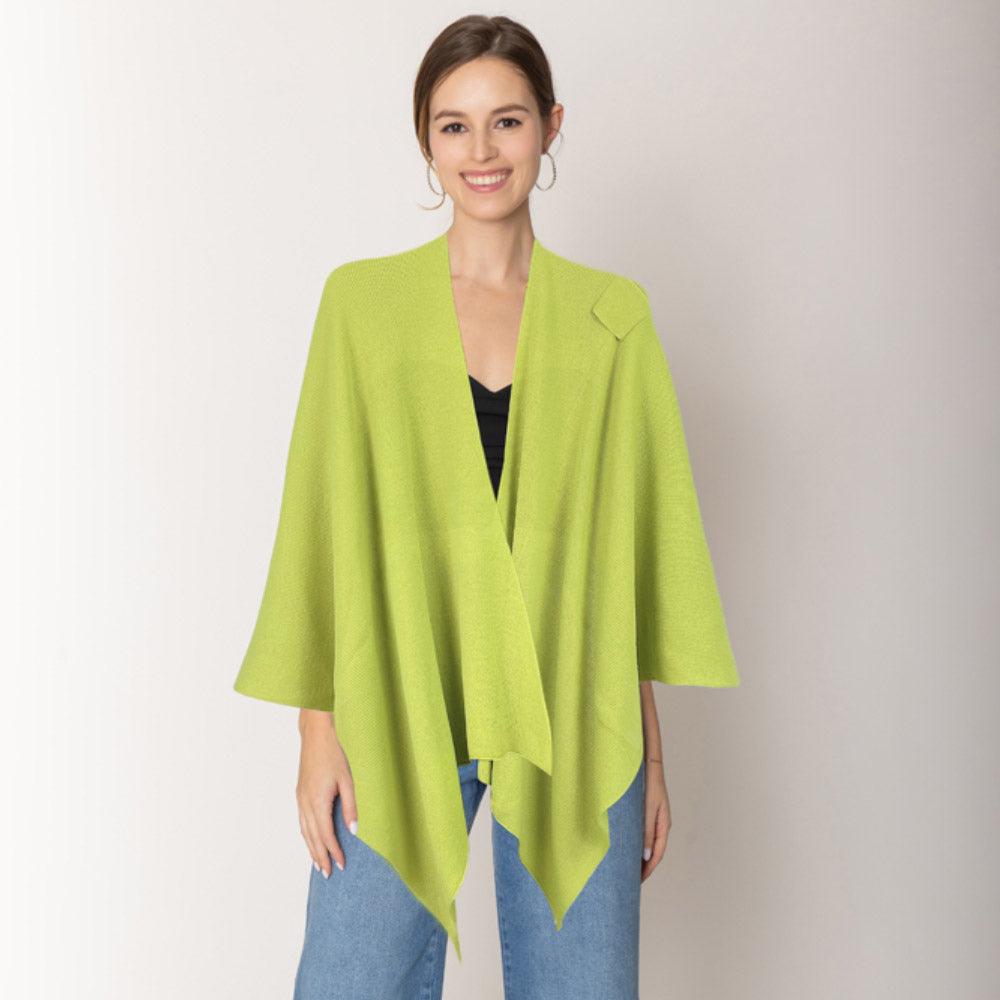 Lime Shoulder Strap Solid Ruana Poncho