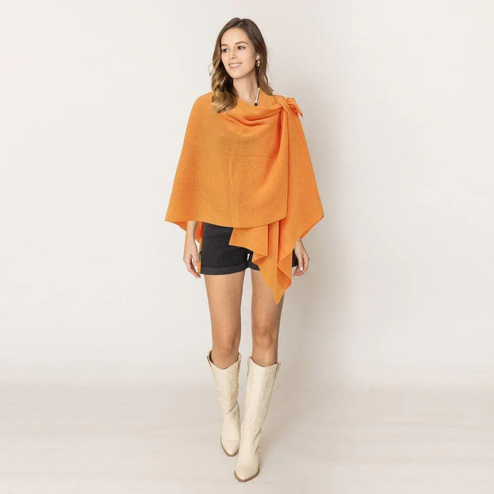 Orange Shoulder Strap Solid Ruana Poncho - Jewelry Store by Erik Rayo