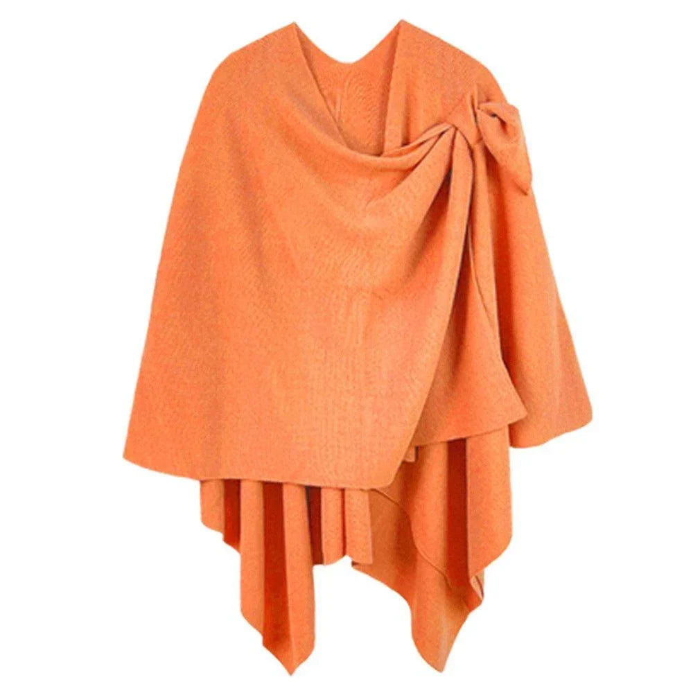 Orange Shoulder Strap Solid Ruana Poncho - Jewelry Store by Erik Rayo