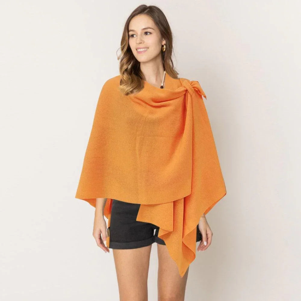 Orange Shoulder Strap Solid Ruana Poncho - Jewelry Store by Erik Rayo