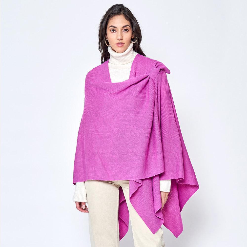 Pink Shoulder Strap Solid Ruana Poncho - Jewelry Store by Erik Rayo