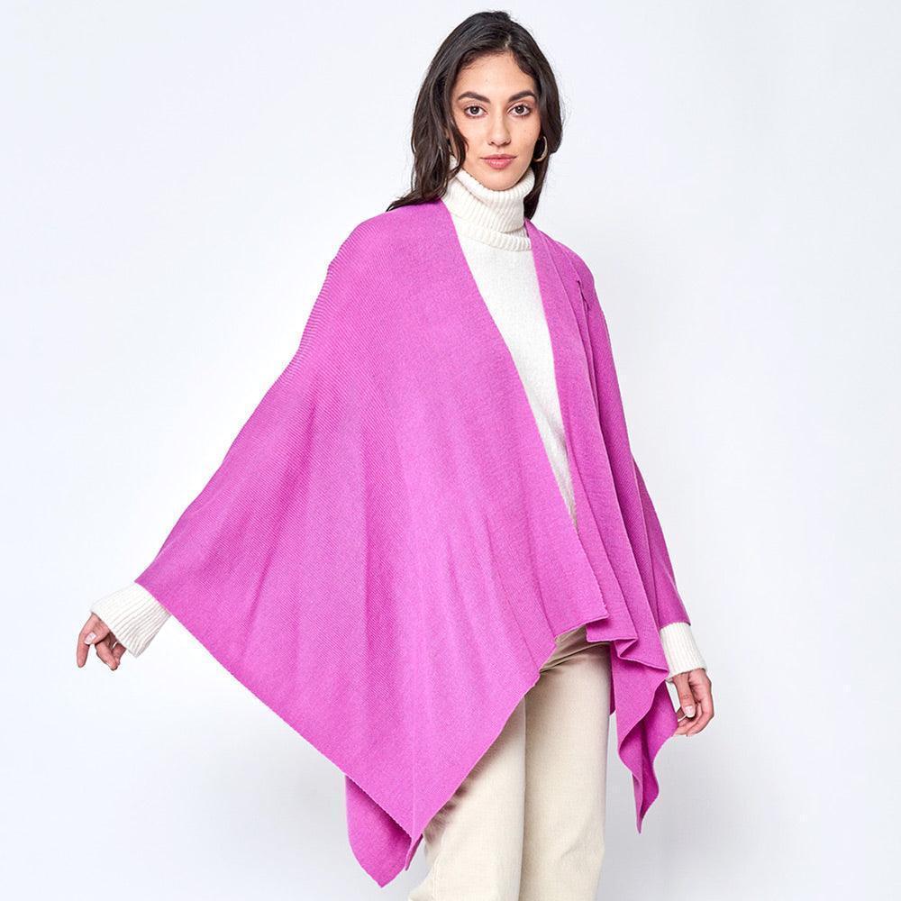 Pink Shoulder Strap Solid Ruana Poncho - Jewelry Store by Erik Rayo