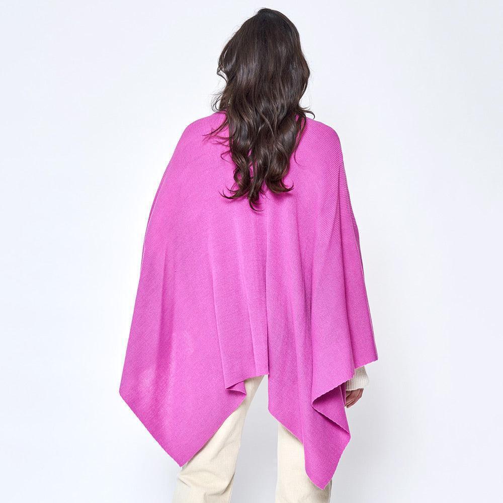 Pink Shoulder Strap Solid Ruana Poncho - Jewelry Store by Erik Rayo