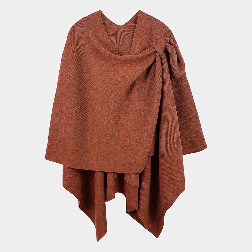 Rust Shoulder Strap Solid Ruana Poncho - Jewelry Store by Erik Rayo