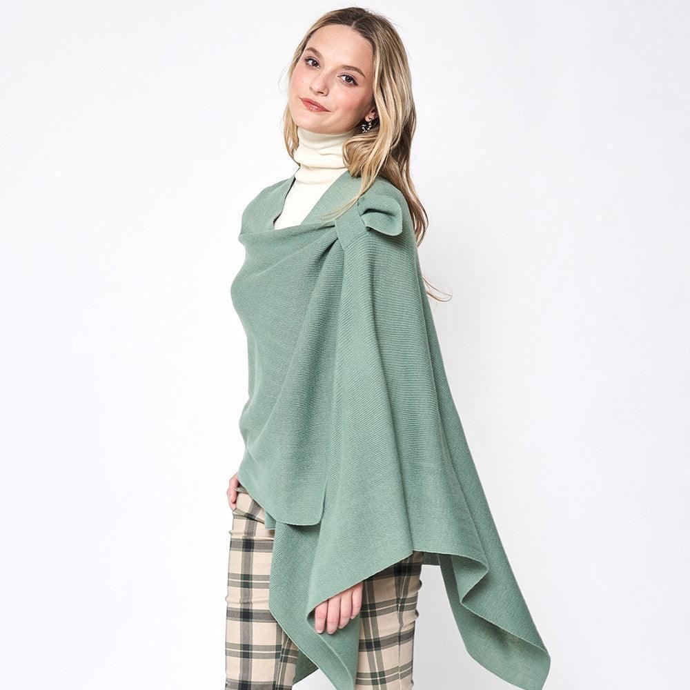 Mint Shoulder Strap Solid Ruana Poncho - Jewelry Store by Erik Rayo