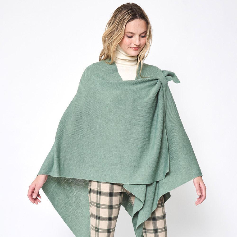 Mint Shoulder Strap Solid Ruana Poncho - Jewelry Store by Erik Rayo