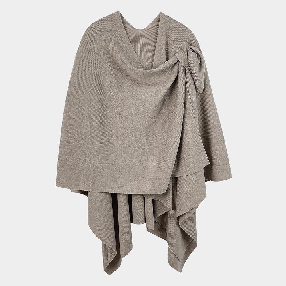 Taupe Shoulder Strap Solid Ruana Poncho - Jewelry Store by Erik Rayo