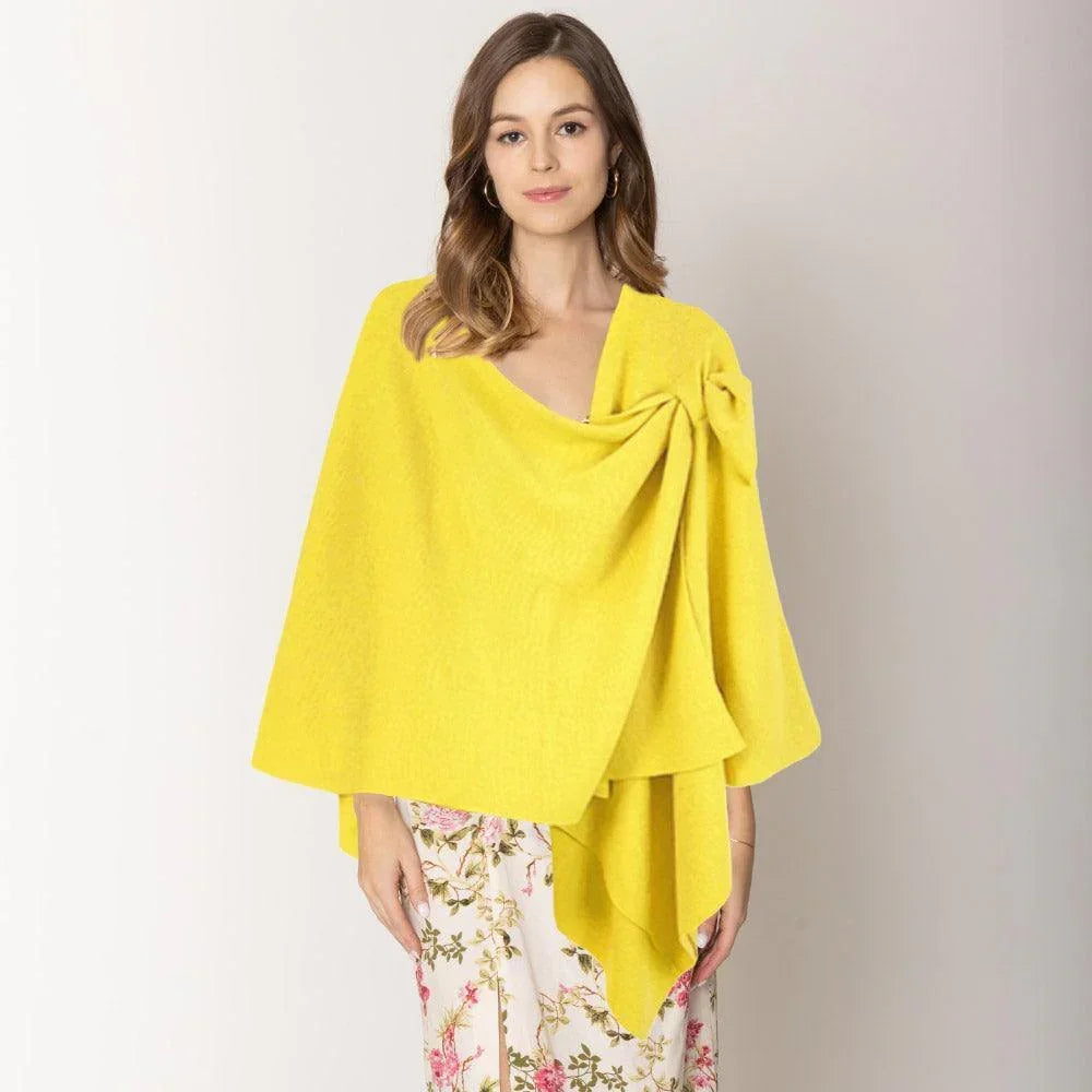 Yellow Shoulder Strap Solid Ruana Poncho - Jewelry Store by Erik Rayo