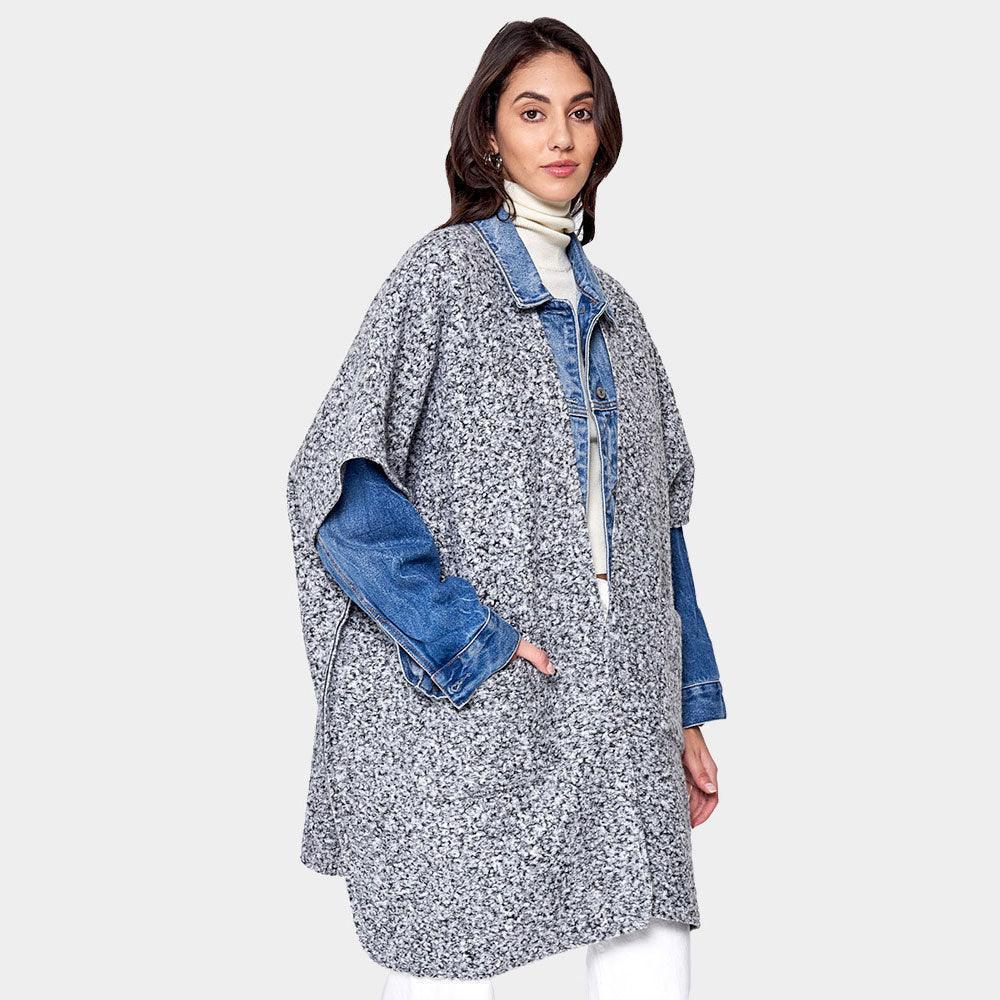 Gray Front Pockets Open Ruana Kimono Poncho - Jewelry Store by Erik Rayo