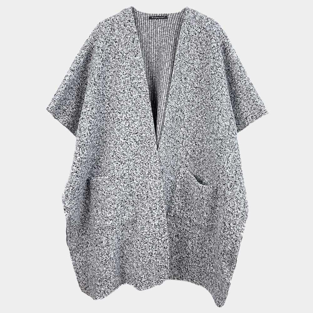 Gray Front Pockets Open Ruana Kimono Poncho - Jewelry Store by Erik Rayo
