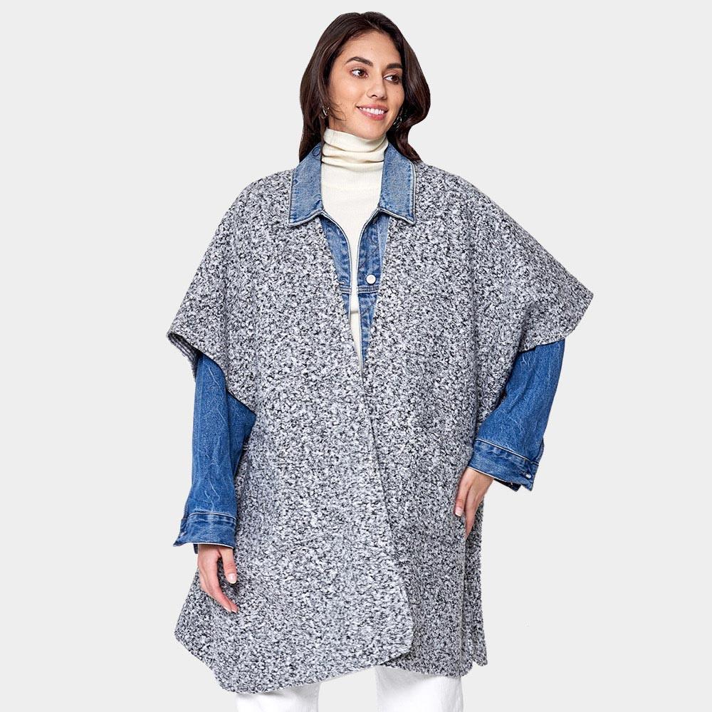 Gray Front Pockets Open Ruana Kimono Poncho - Jewelry Store by Erik Rayo