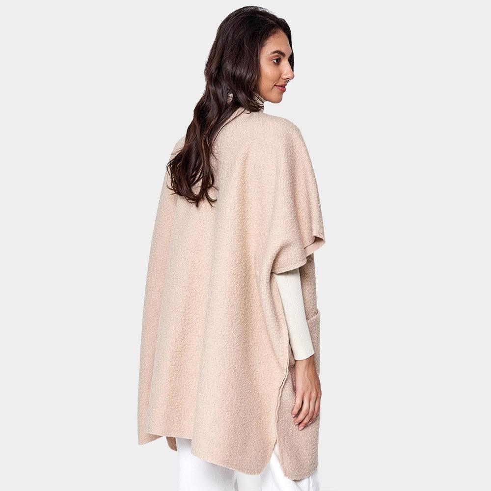 Ivory Front Pockets Open Ruana Kimono Poncho - Jewelry Store by Erik Rayo