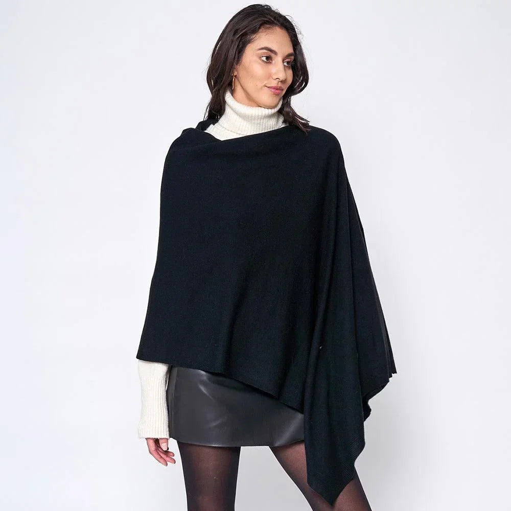 Black Solid Scarf Poncho - Jewelry Store by Erik Rayo