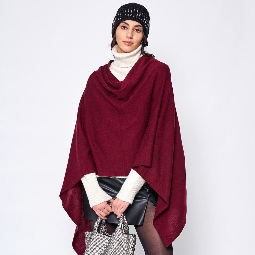 Burgundy Solid Scarf Poncho - Jewelry Store by Erik Rayo
