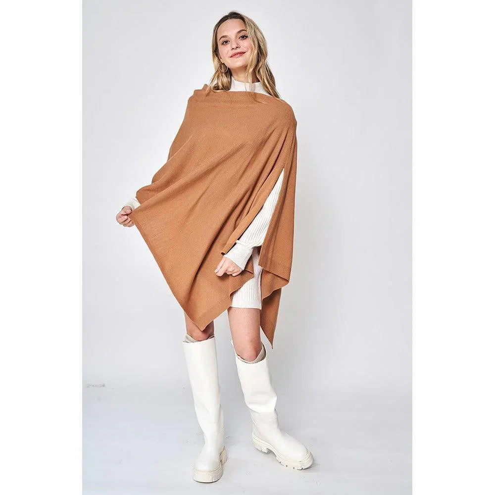 Camel Solid Scarf Poncho - Jewelry Store by Erik Rayo