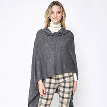 Load image into Gallery viewer, Charcoal Solid Scarf Poncho
