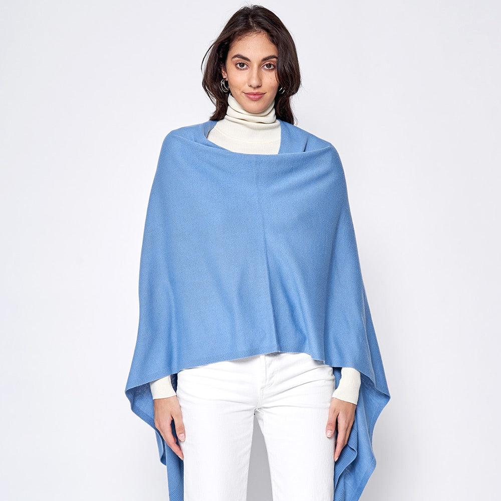 Denim Solid Scarf Poncho