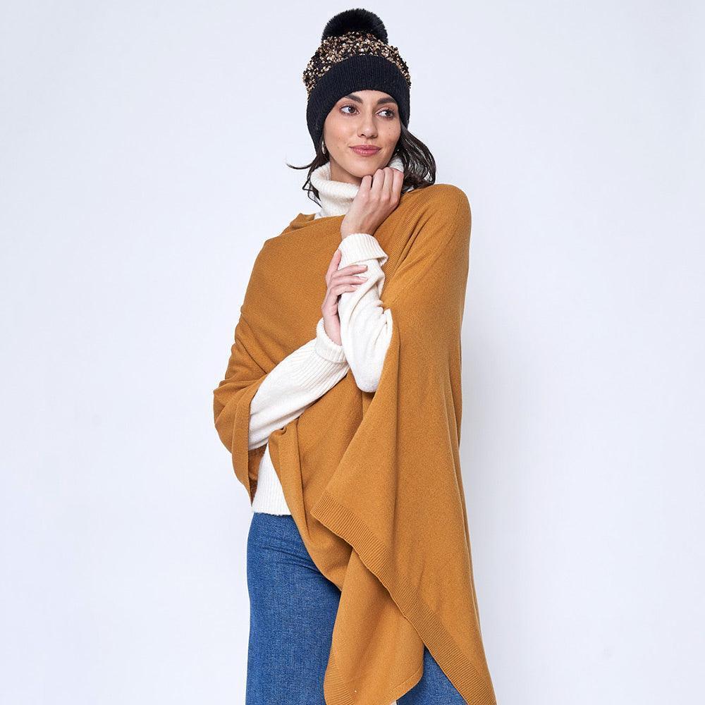 Mustard Solid Scarf Poncho - Jewelry Store by Erik Rayo
