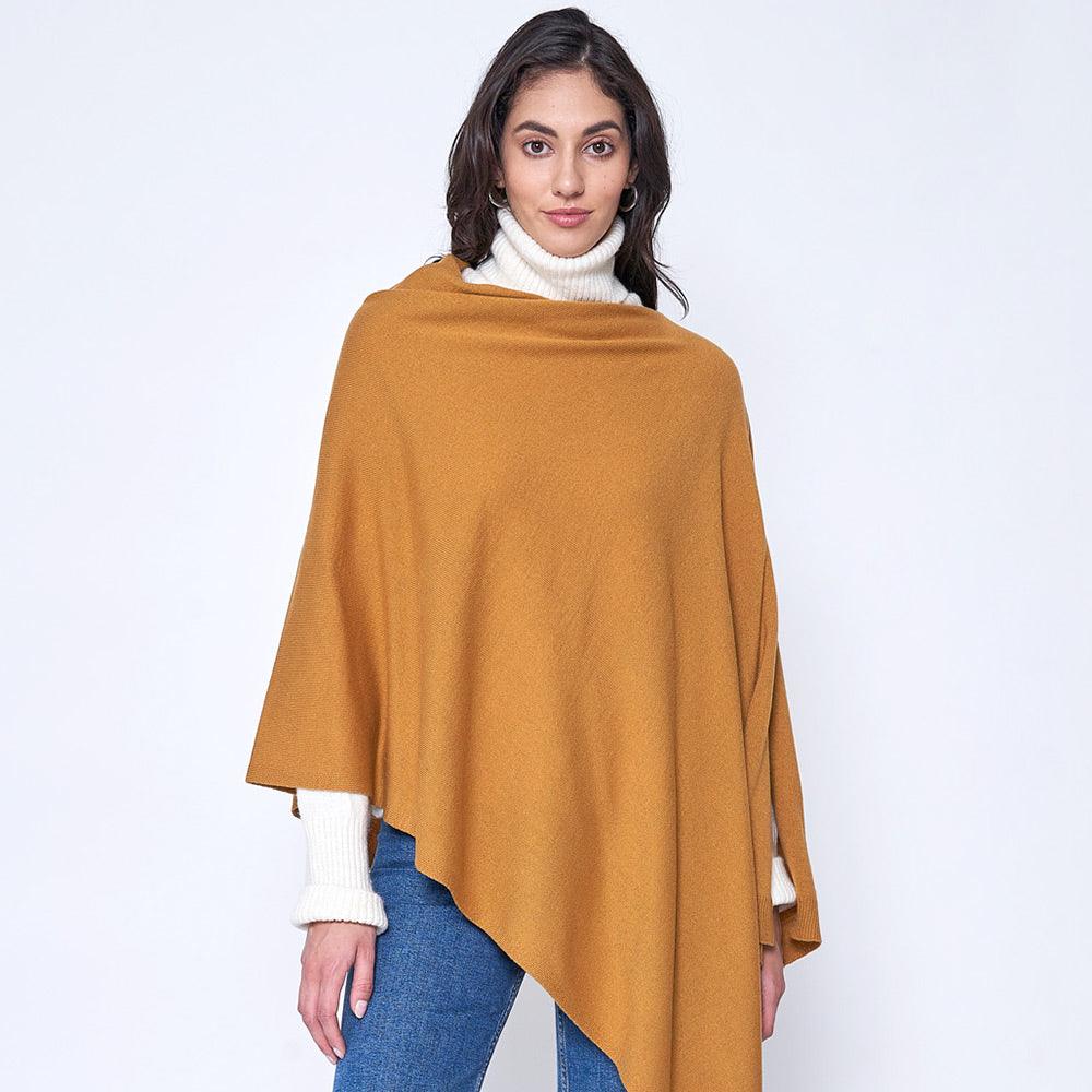 Mustard Solid Scarf Poncho