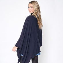 Load image into Gallery viewer, Navy Solid Scarf Poncho
