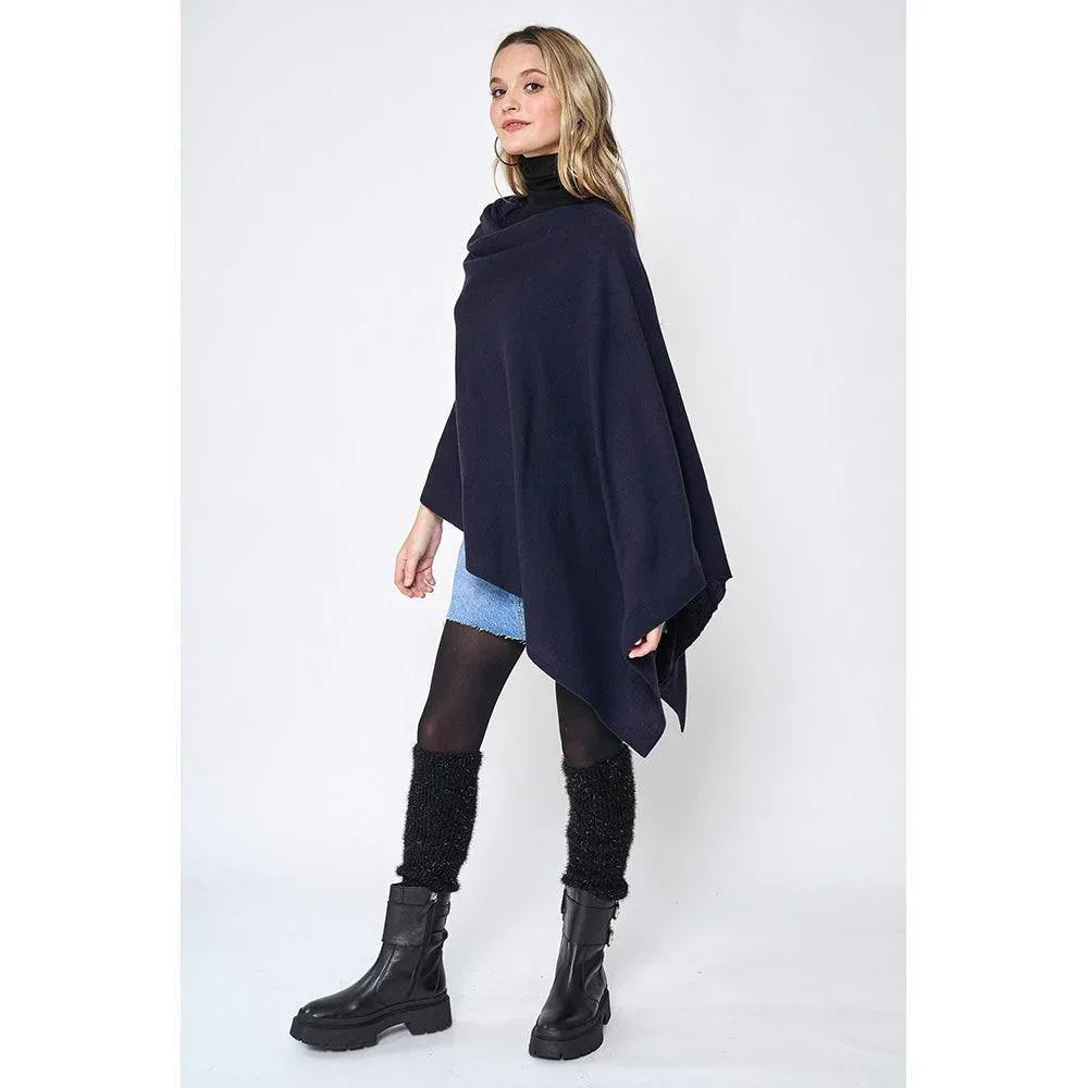 Navy Solid Scarf Poncho - Jewelry Store by Erik Rayo