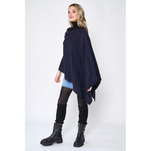 Load image into Gallery viewer, Navy Solid Scarf Poncho
