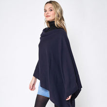 Load image into Gallery viewer, Navy Solid Scarf Poncho
