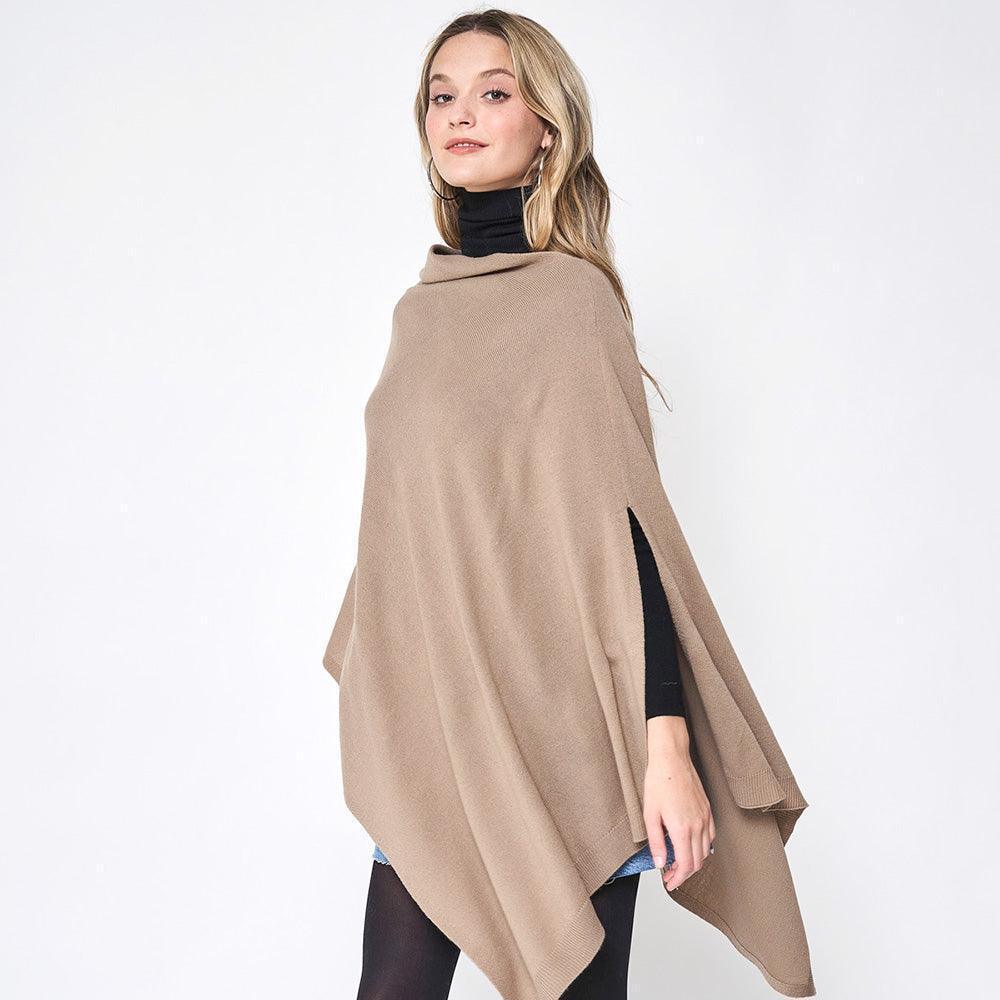 Taupe Solid Scarf Poncho - Jewelry Store by Erik Rayo