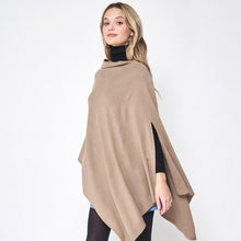 Load image into Gallery viewer, Taupe Solid Scarf Poncho
